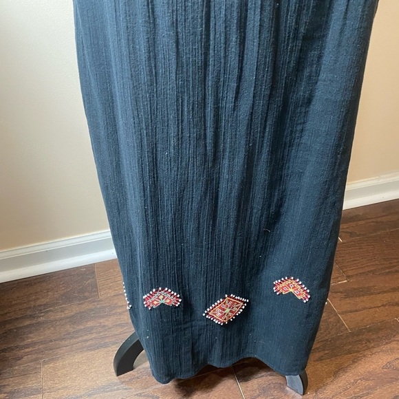 Madewell Embroidered Black Boho Aztec Maxi Dress Halter Top size Small EUC - Picture 8 of 11